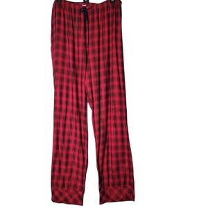Victoria's Secret Lounge Pants‎ Womens M Long Red Plaid Metallic Thread
